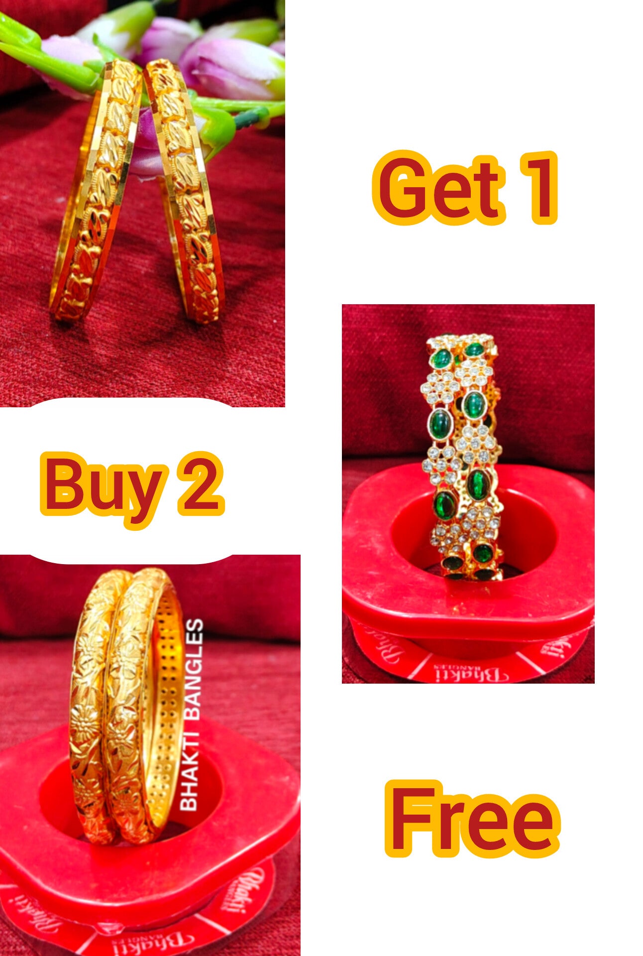 Design No: 850 GS.. Gold Platted Bangles..