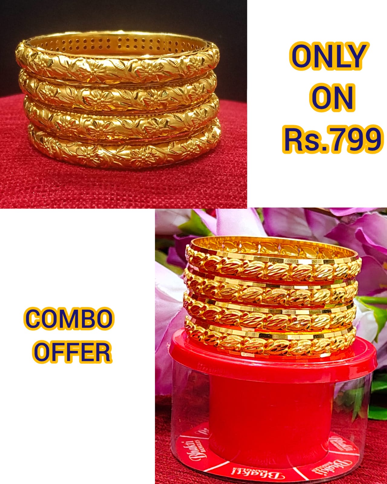 Design No: 8950.. Gold Platted Brass Bangle..