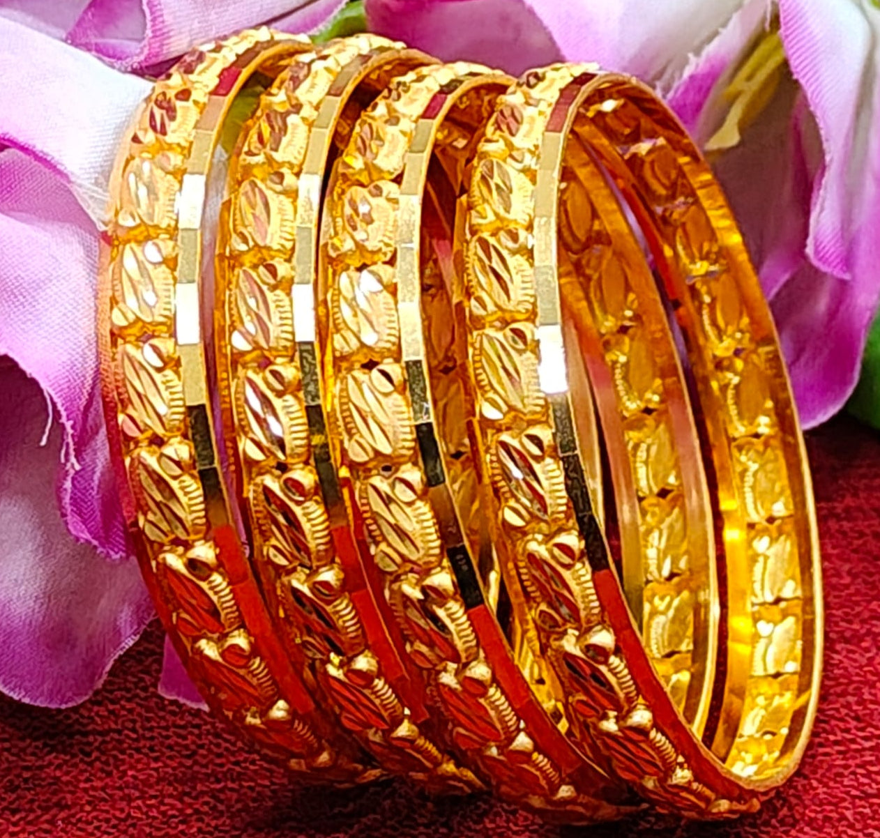 Design No. 18550 Brass Banlges.. Gold Platted, Combo Offer